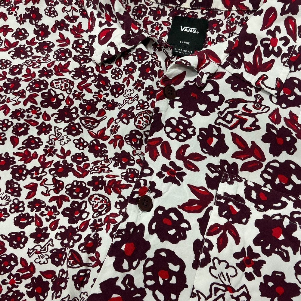 Vans Mens Short Sleeve Button Up Shirt Classic‎ Fit All Over Floral Print Large - Picture 8 of 8